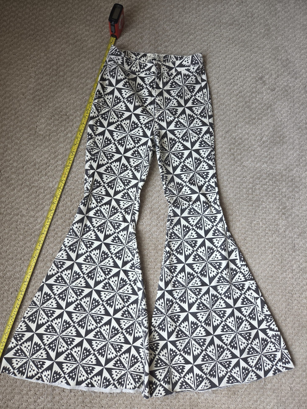 Free People We The Free Just Float On Black & White Geo Print Flare Jeans